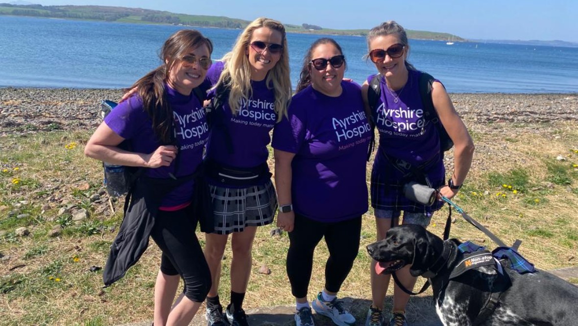Melissa Ramage with fellow Kiltwalkers Claire, Vicky and Annie.