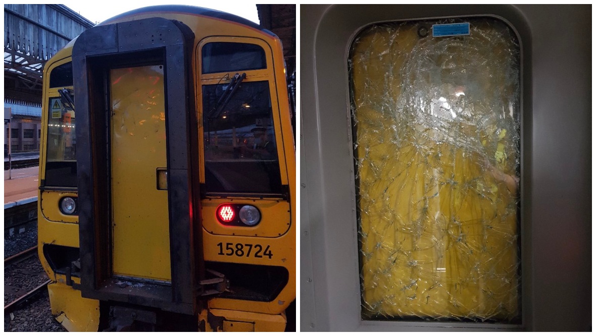 Traffic cone thrown at train ‘could have killed driver’