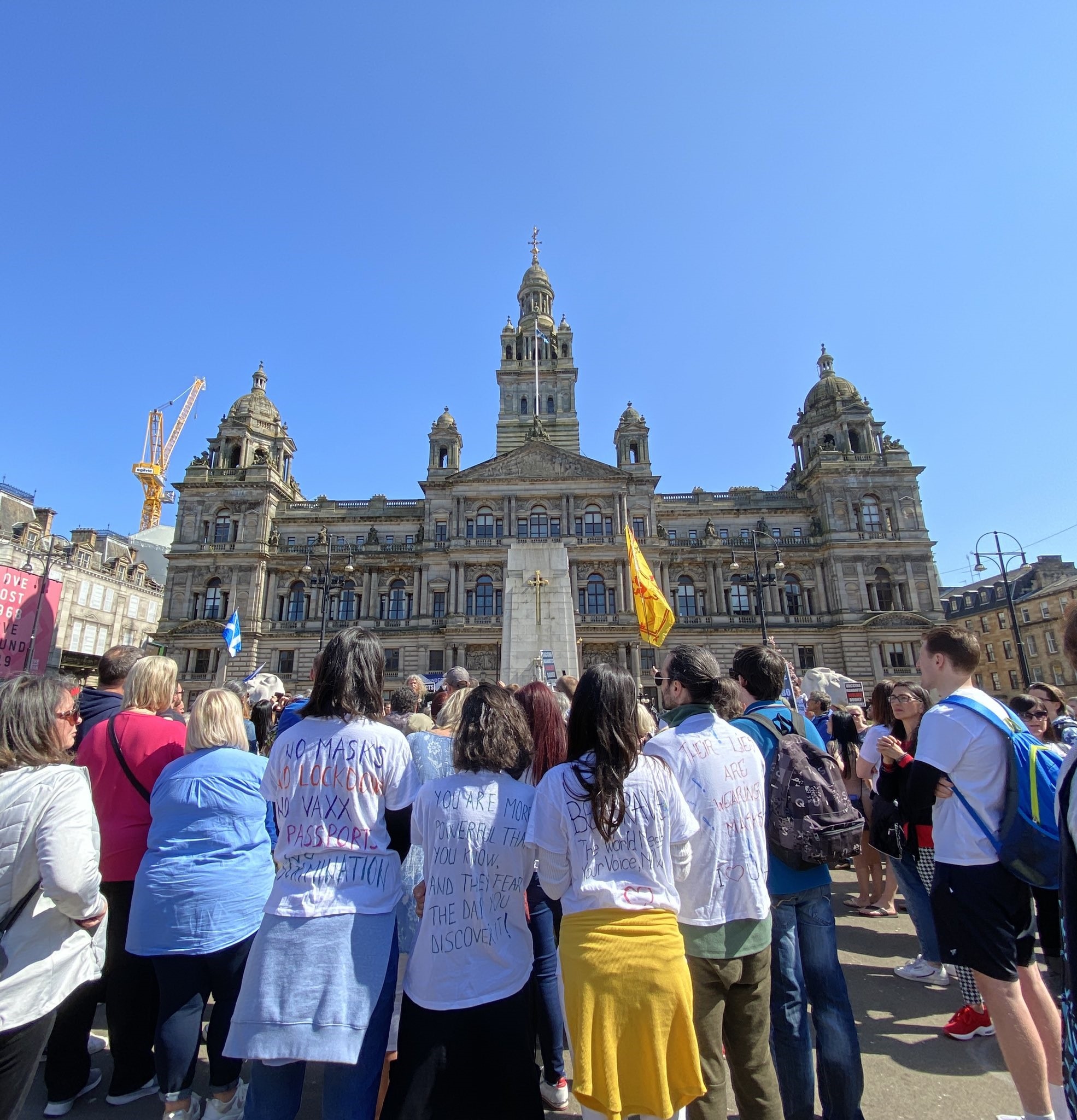 Anti-lockdown protest George Square Glasgow, April 24, 2021 (Neil Scott)