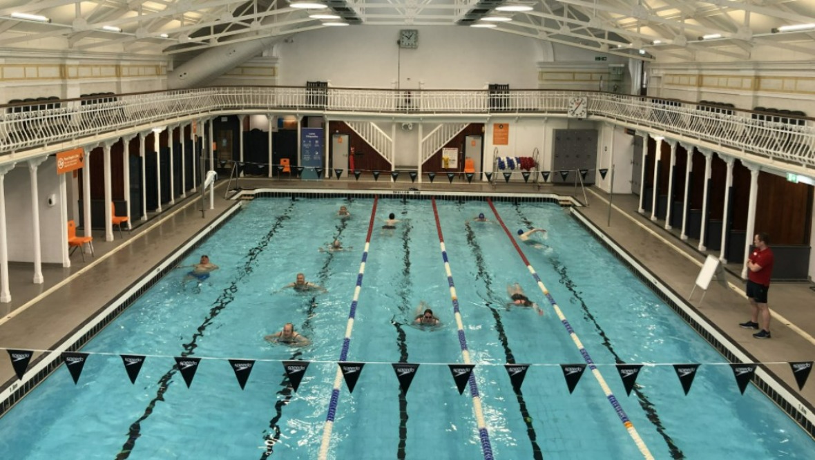Leith Victoria Swim Centre: Scots making a splash on Monday morning.