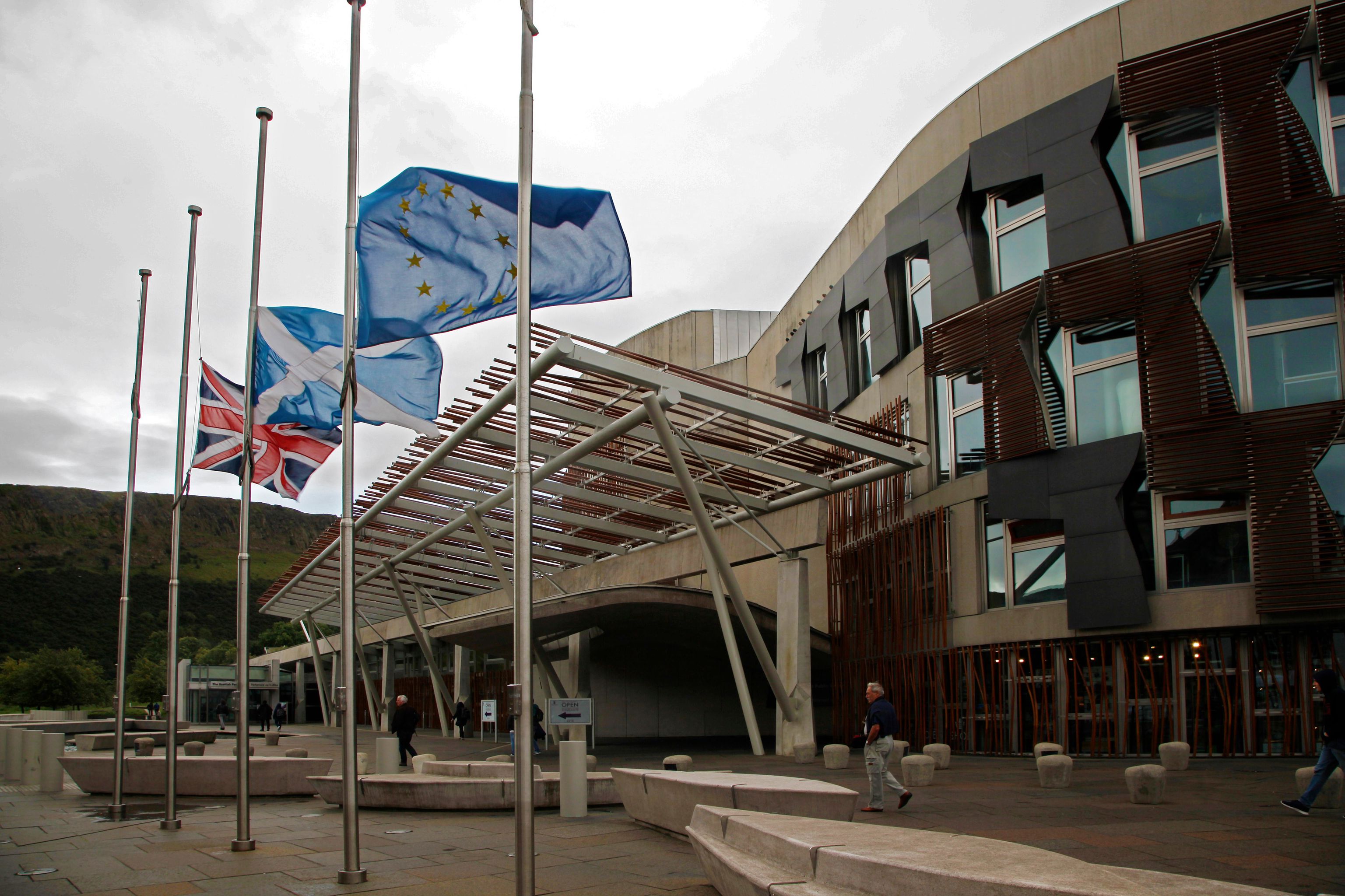 Scottish Parliament: Flags at half-mast in tribute to the Duke.