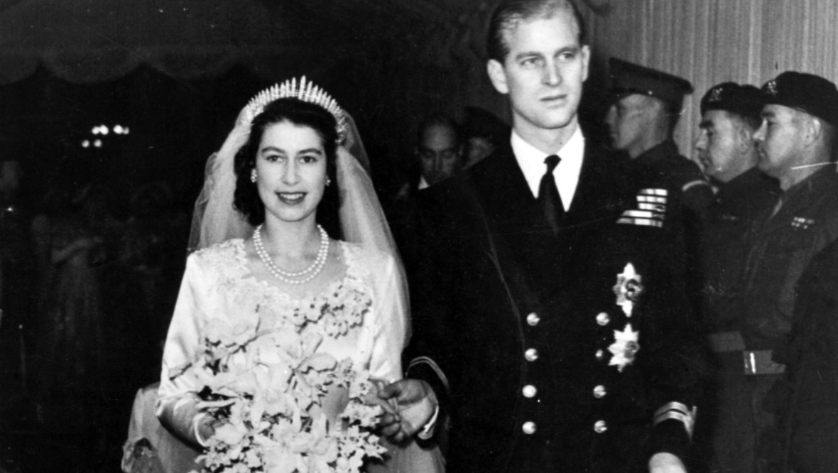 Princess Elizabeth and Prince Philip on their wedding day in 1947.<br>” /><span class=