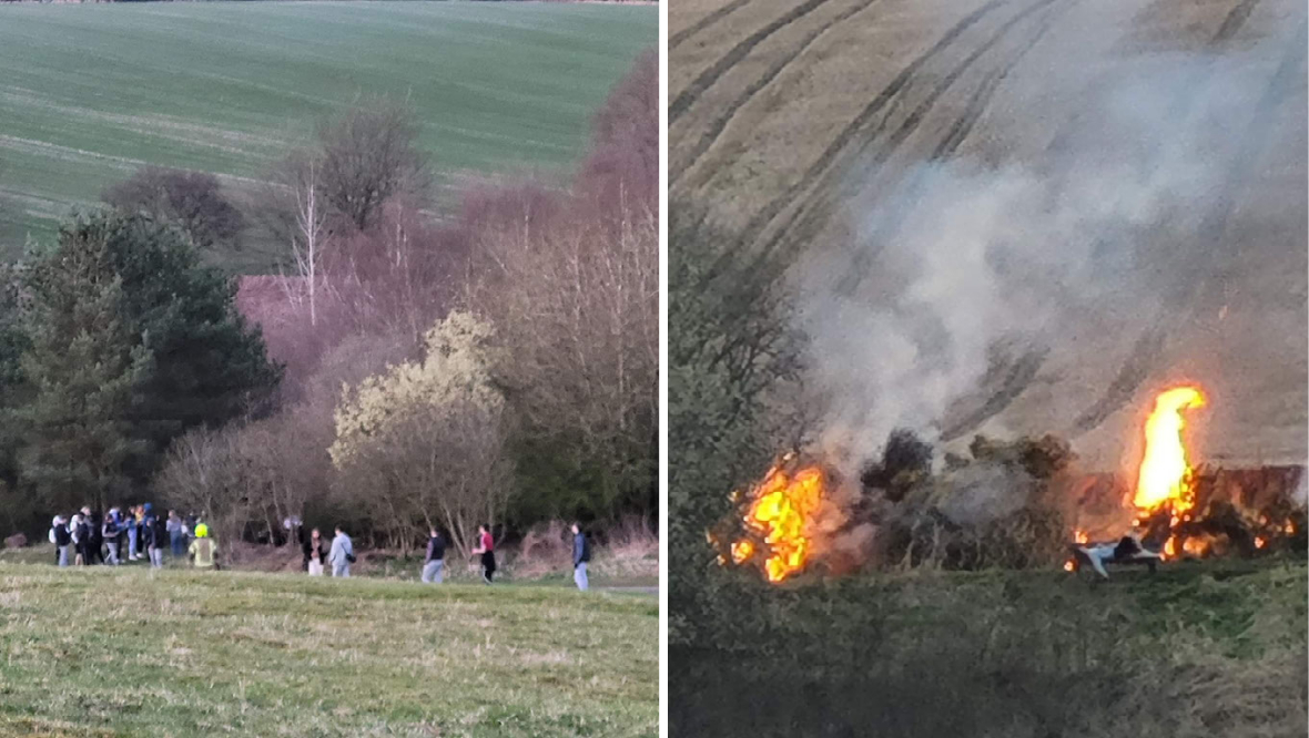 Youths run off from scene of fire near reservoir