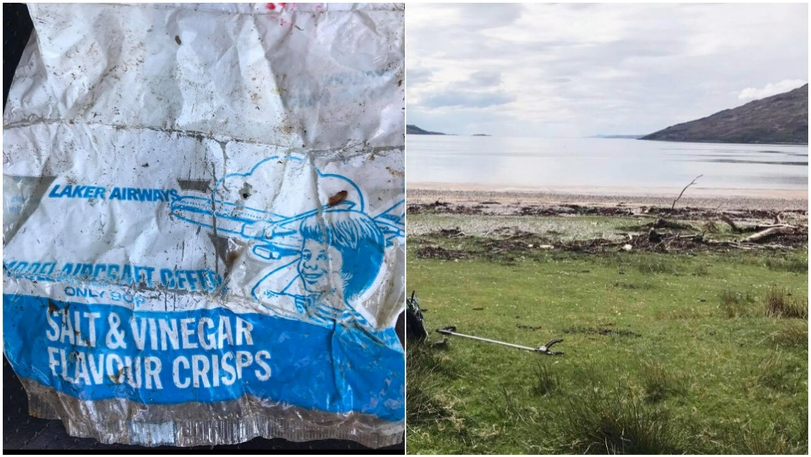 Crisp packet advertising UK’s first budget airline found on beach