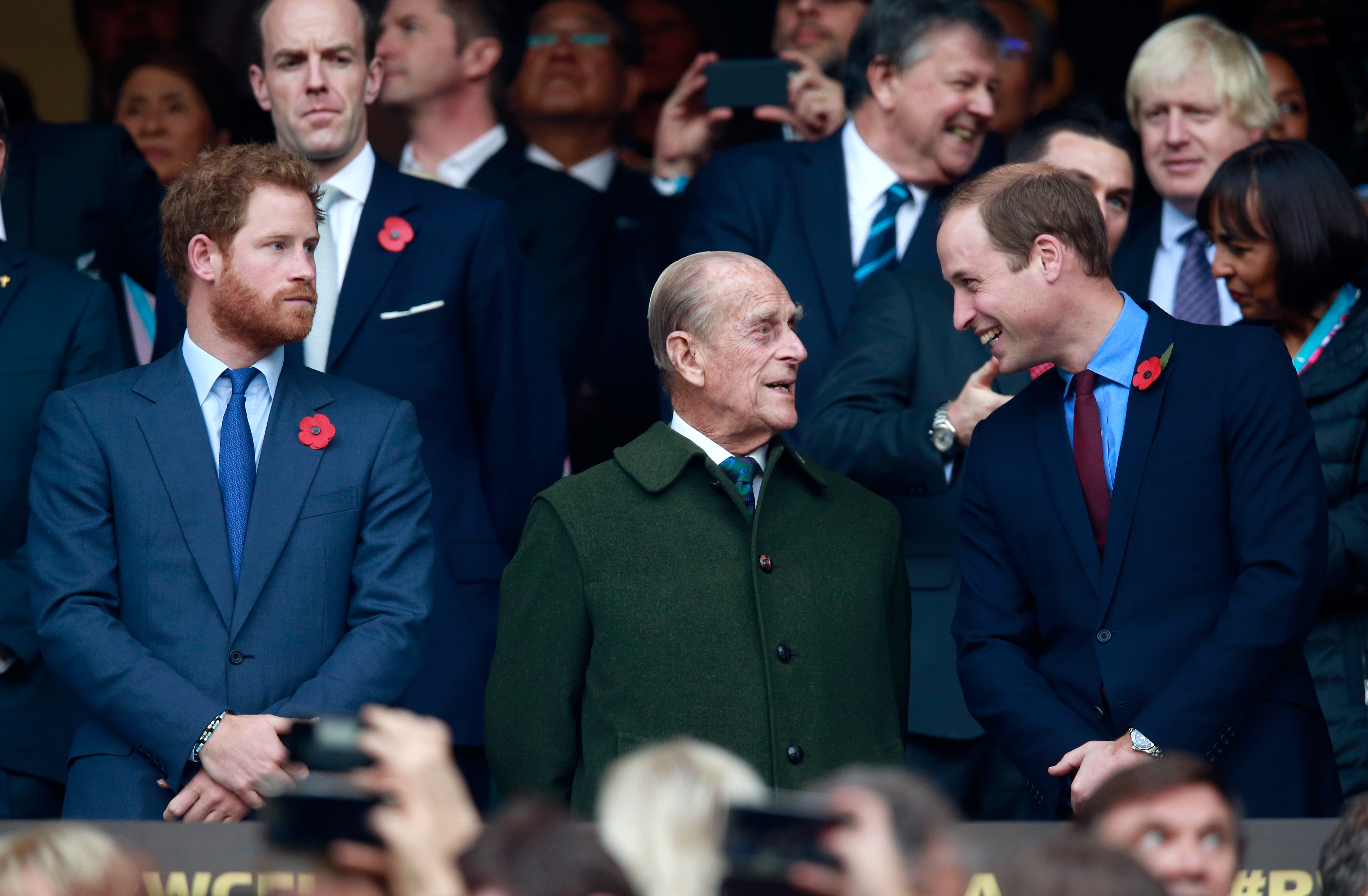 Prince Harry, Prince Phillip and Prince William in 2015.