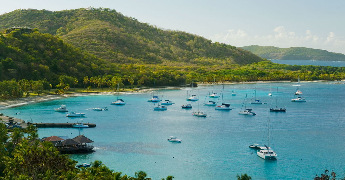 Aerial view of Britannia Bay, Mustique (digihelion/iStock)