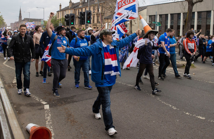 Rangers fans celebrate lifting the Scottish Premiership title on Paisley Road West (Alan Harvey/SNS Group)