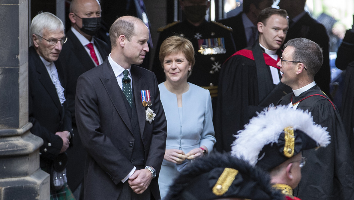  William with dignitaries including First Minister Nicola Sturgeon in Edinburgh.