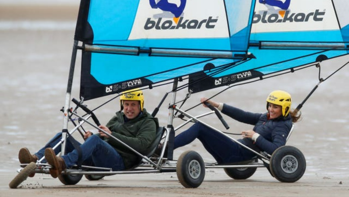 Fun: The Duke and Duchess of Cambridge land yachting.