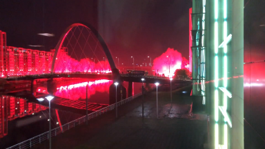 Rangers fans light up the riverside red in title celebration