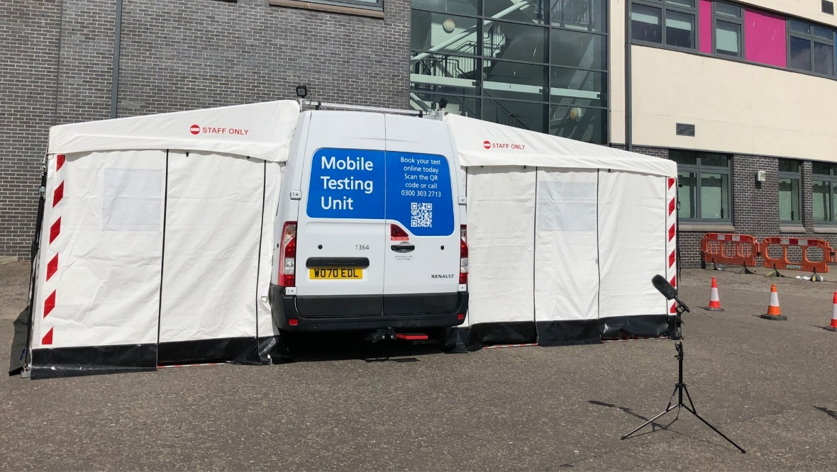 Elgin Academy: A mobile testing unit has been set up.