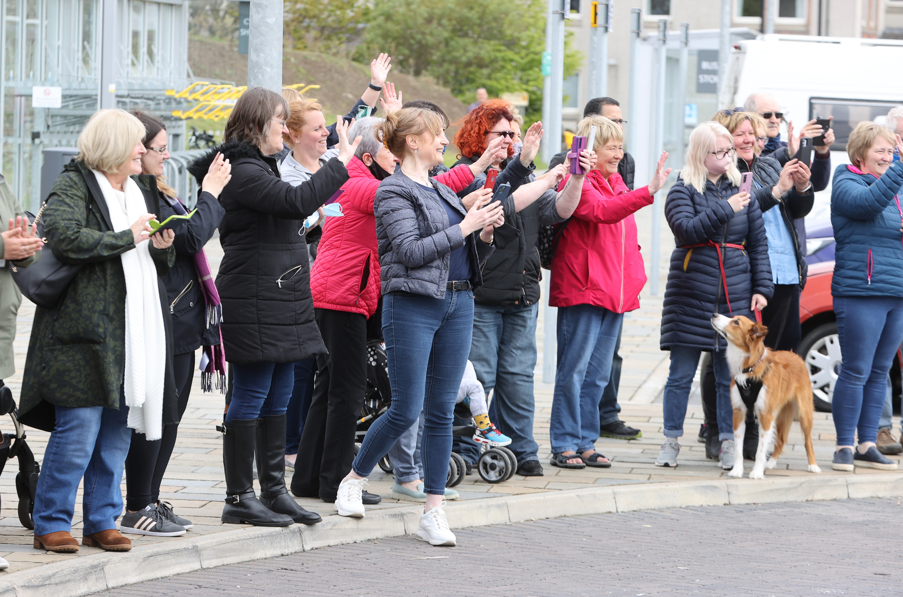 Crowds gathered to greet the royals.