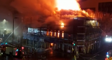 Roads closed as firefighters tackle city centre blaze