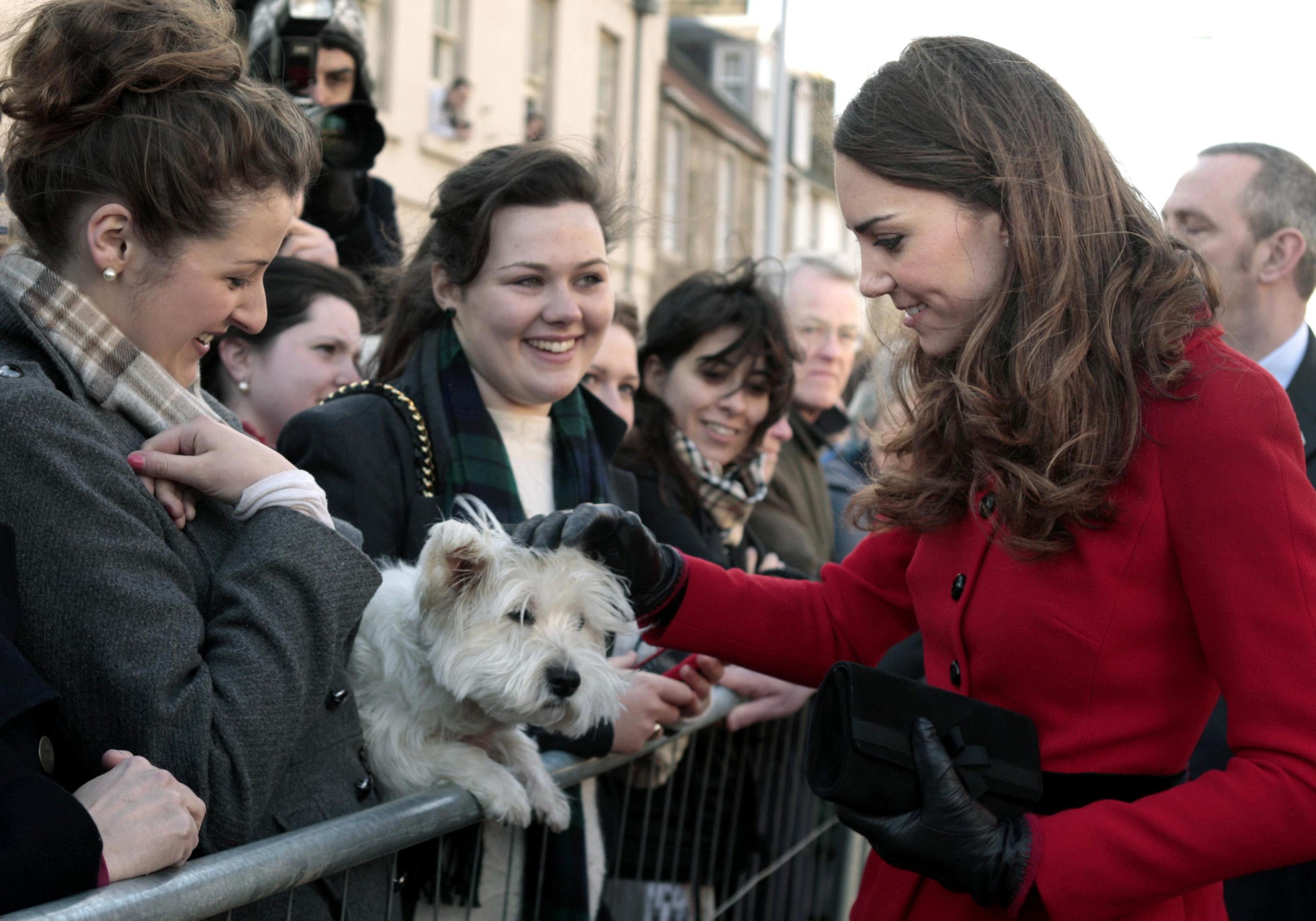 And Kate met a four-legged friend in the crowd ((David Cheskin/PA)