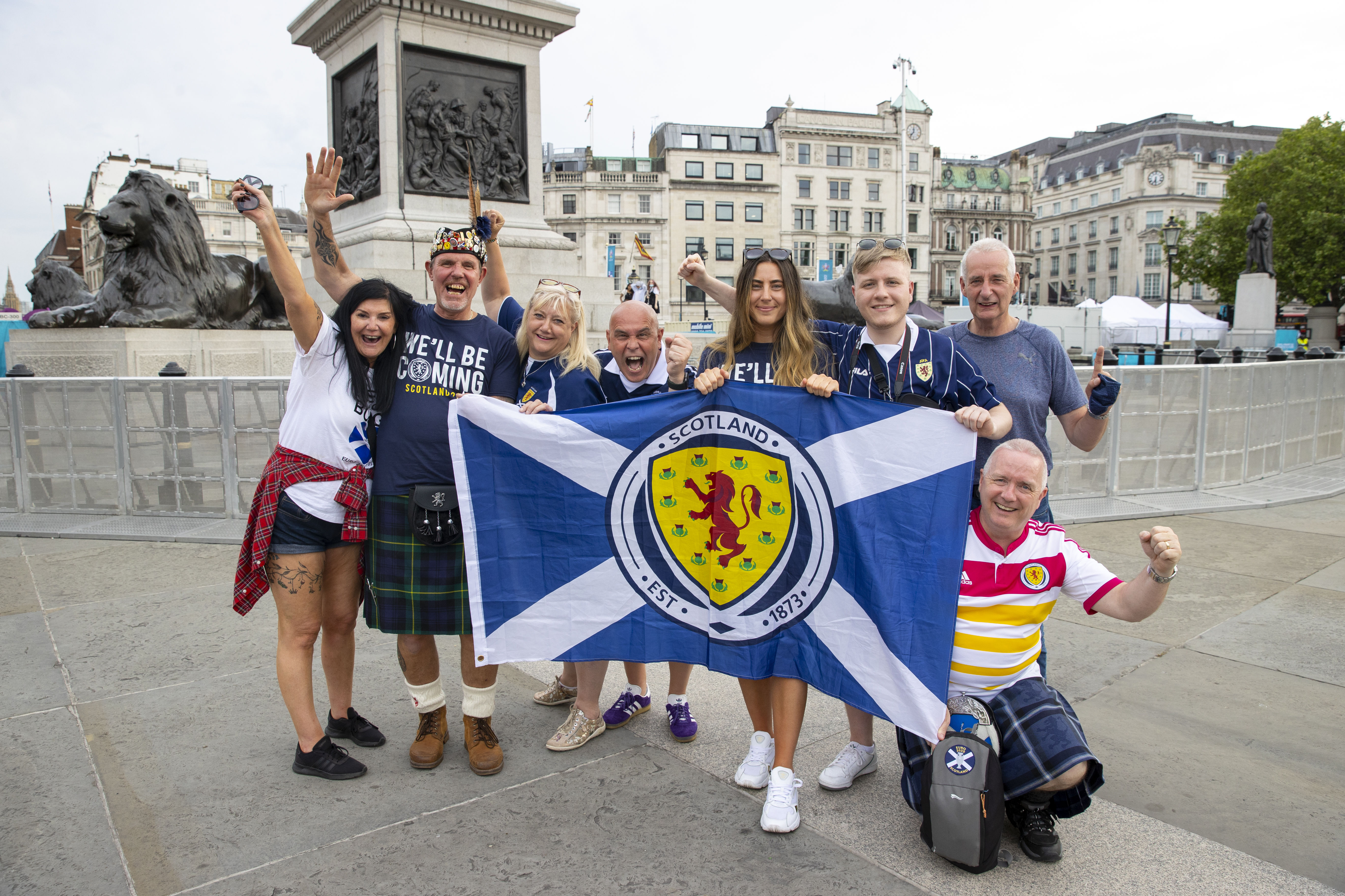 Scotland fans in Trafalgar Square before the Euro 2020 Auld Enemy clash at Wembley.