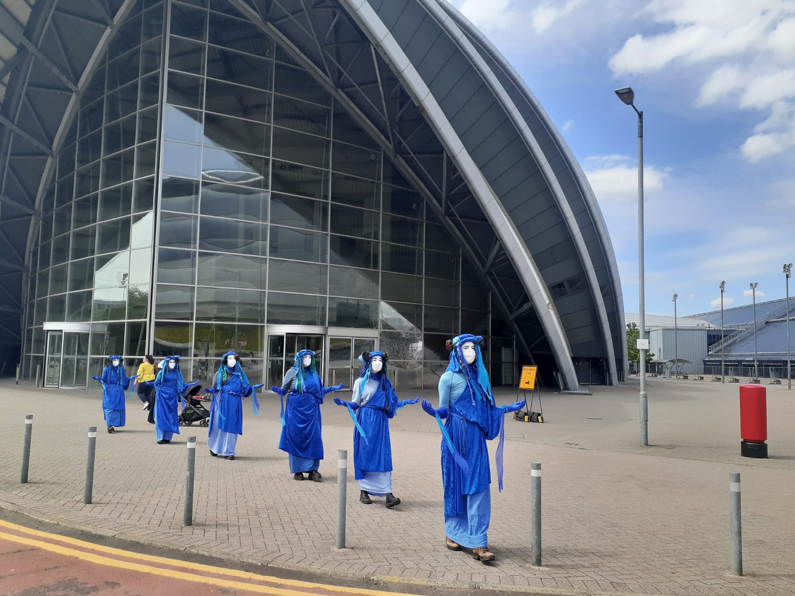 Glasgow: The Blue Rebels performed outside the SSE Hydro.