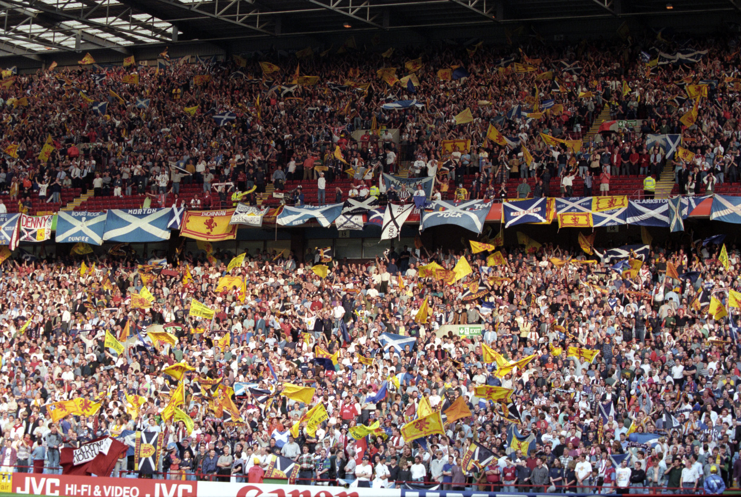 Scotland fans in party mood at Villa Park during Euro 96.