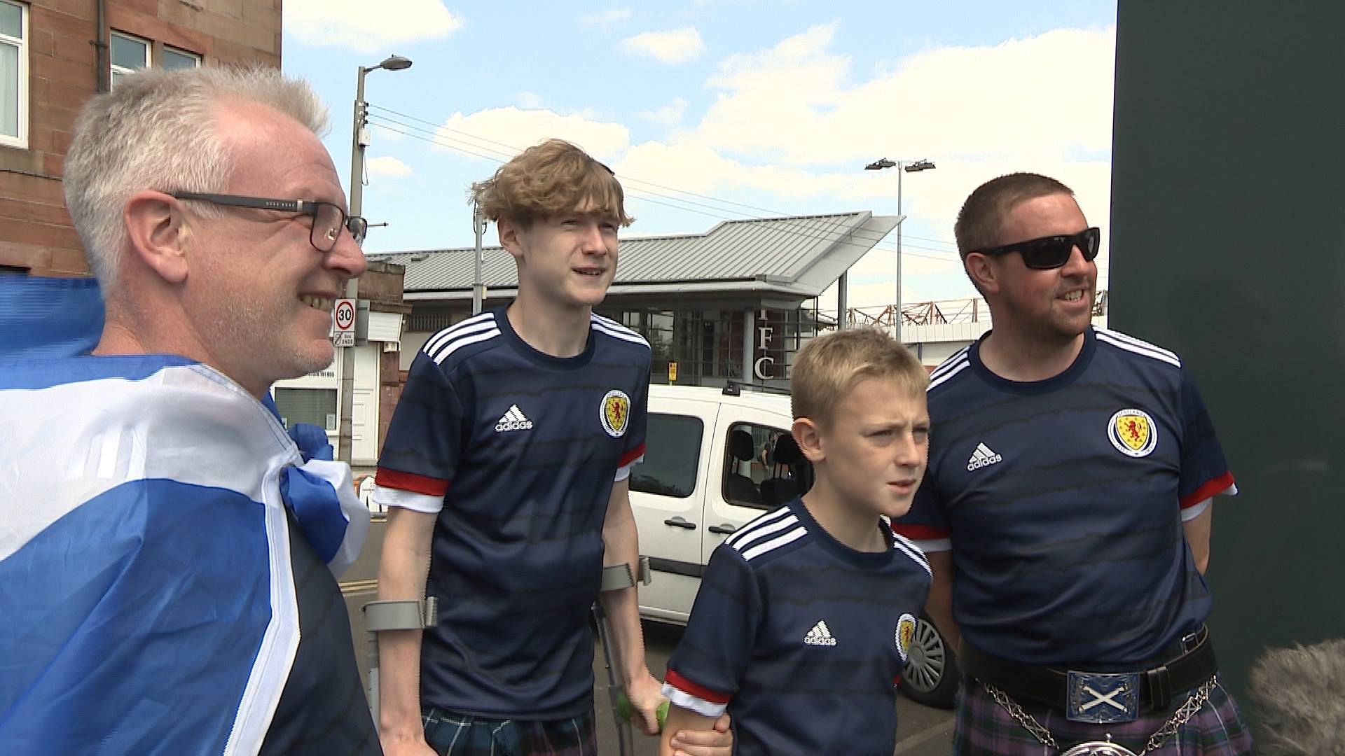 Scotland fans - including one young man on crutches - arrived at Hampden early.