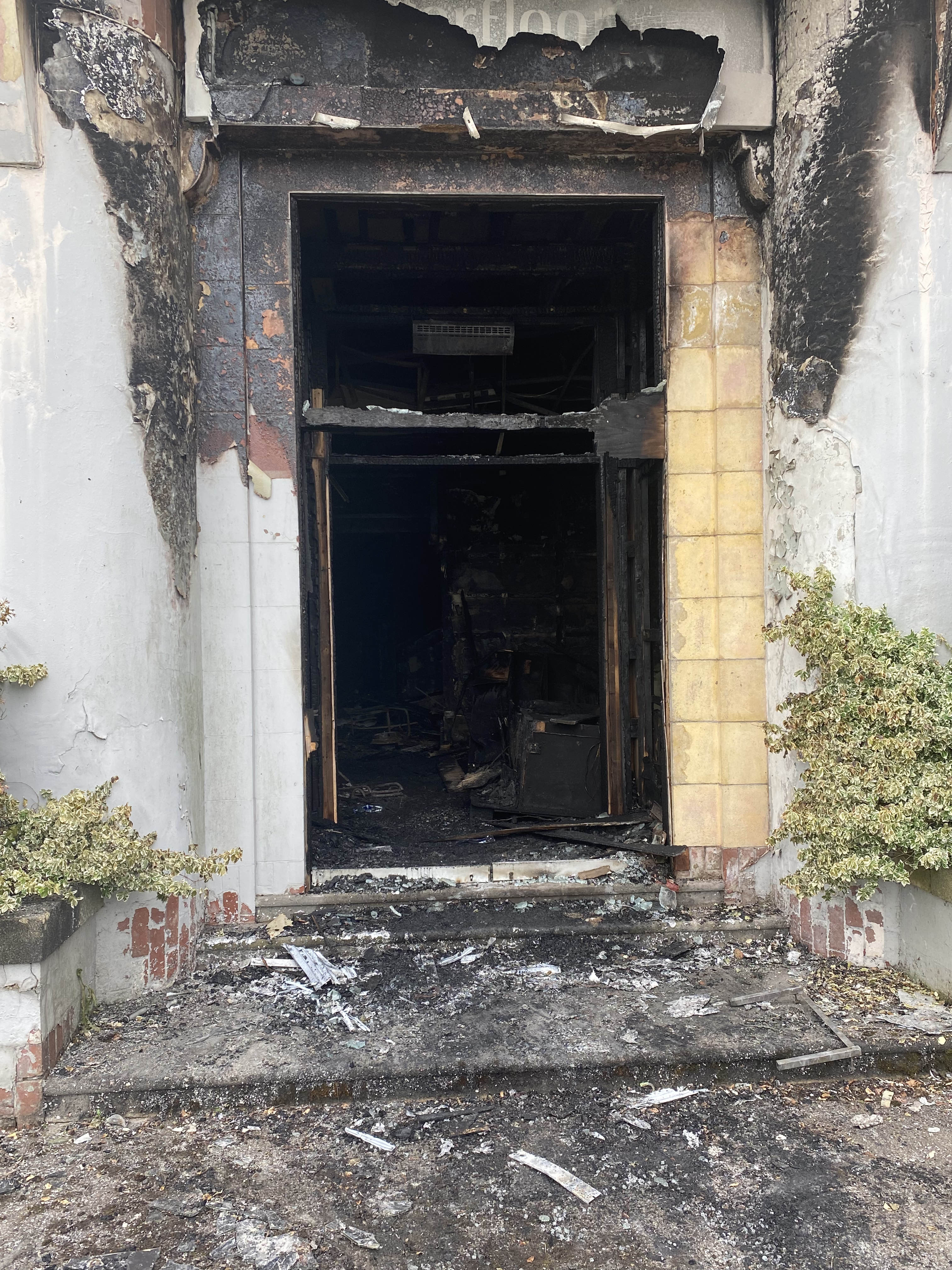 Dumfries: The charred inside of the former Gates factory.