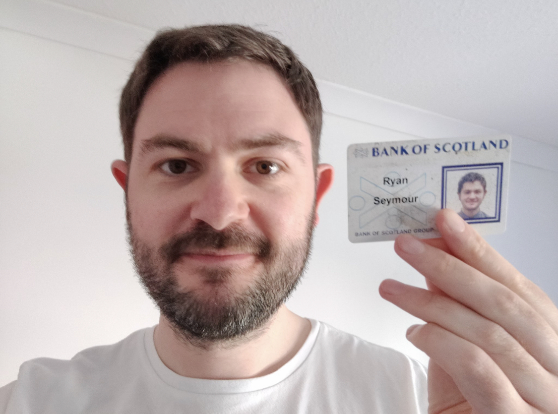Blast from the past: Mr Seymour found his old Bank of Scotland employee card.