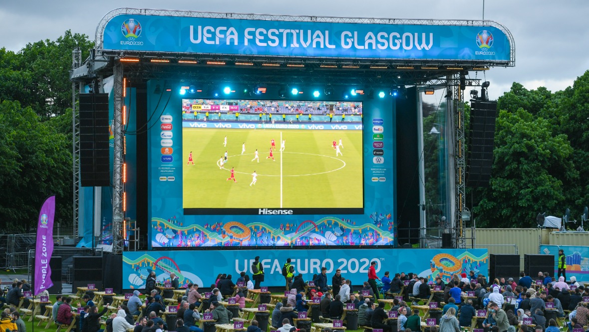 Glasgow Green: The Euro 2020 fan zone has opened.