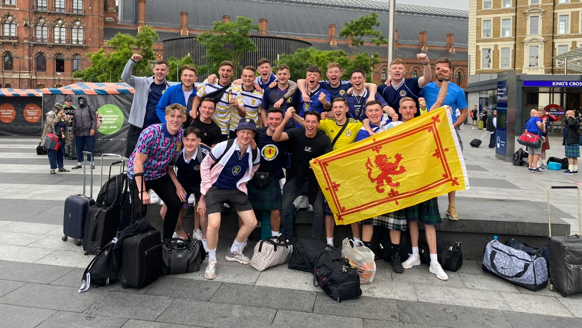 Tartan Army: Fans arriving in London on Thursday.