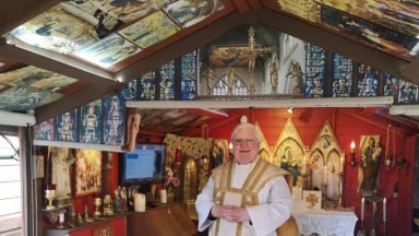 Priest in running for award after transforming shed into chapel