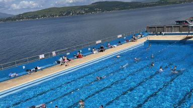 Swimmers soak up the sun on the ‘Costa del Clyde’