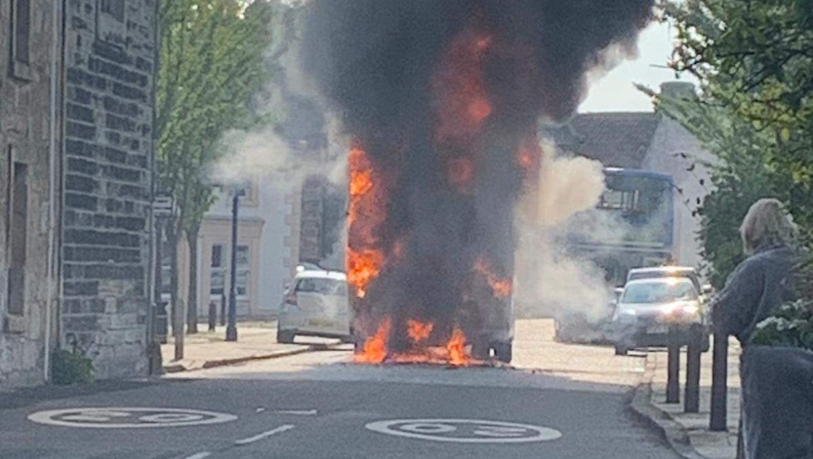 Pupils evacuated to safety after school bus bursts into flames