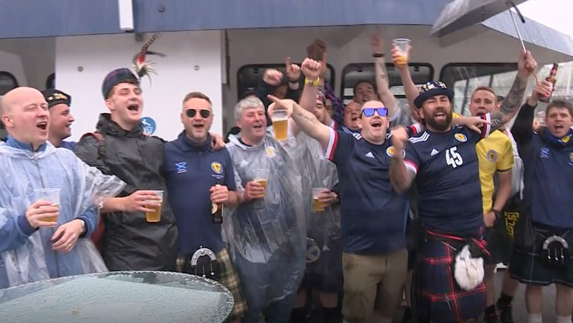Setting sail: A group of Scotland fans hired a boat.