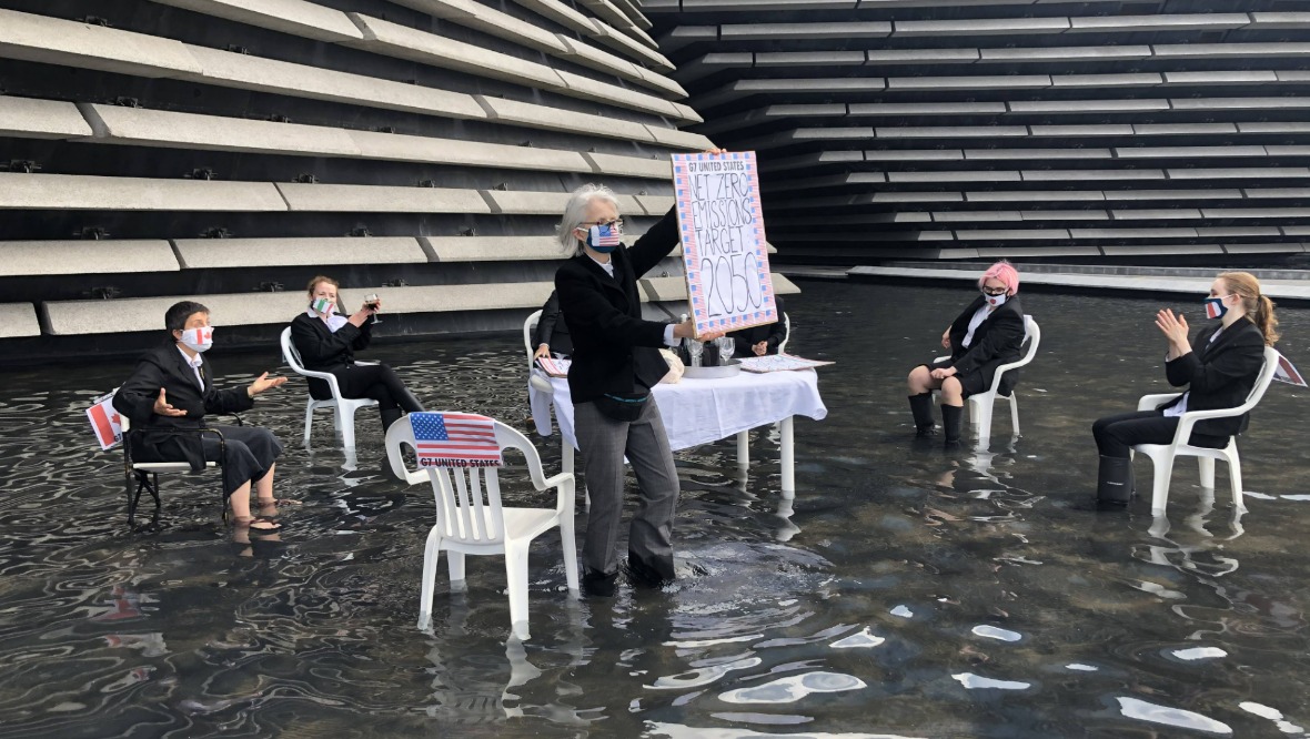 V&A Dundee: A demonstration was held outside the museum.