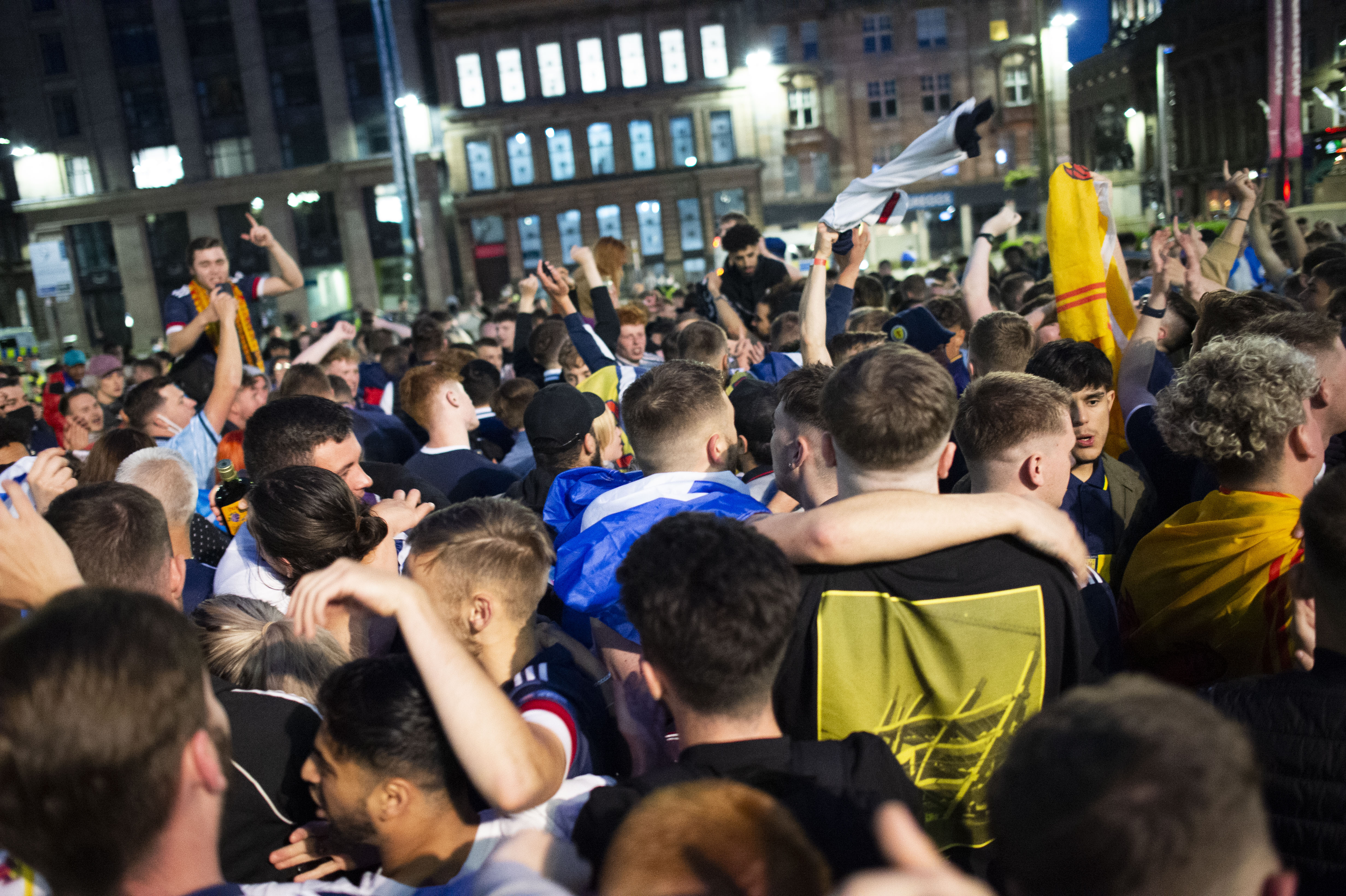 Scotland fans gather in George Square following the game.