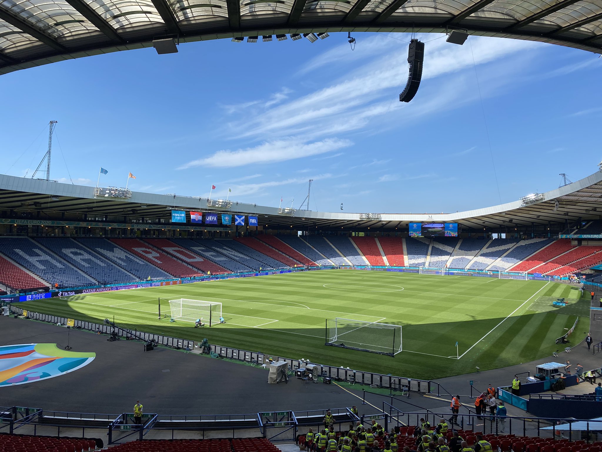 The stage was set at Hampden three hours before kick-off.