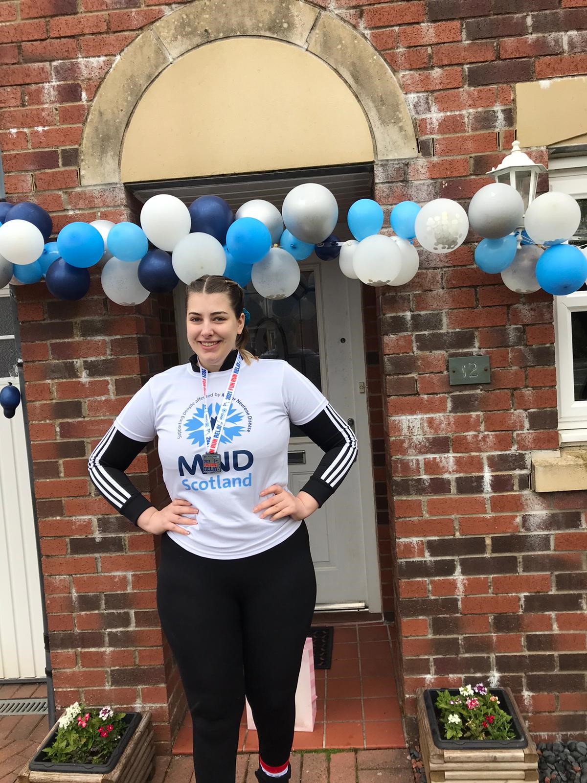 Natalie took part in a fun run to help raise more than £2000 for MND Scotland. 