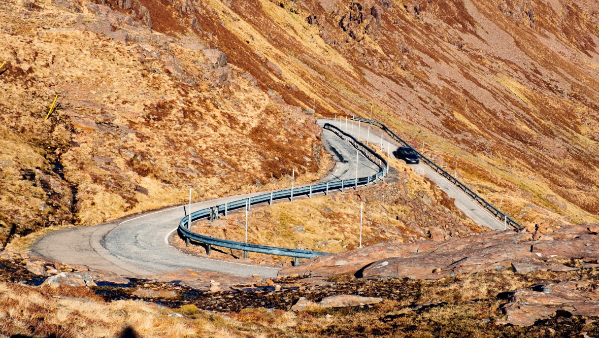 The Bealach na Ba mountain pass near Applecross is popular with North Coast 500 tourists. 