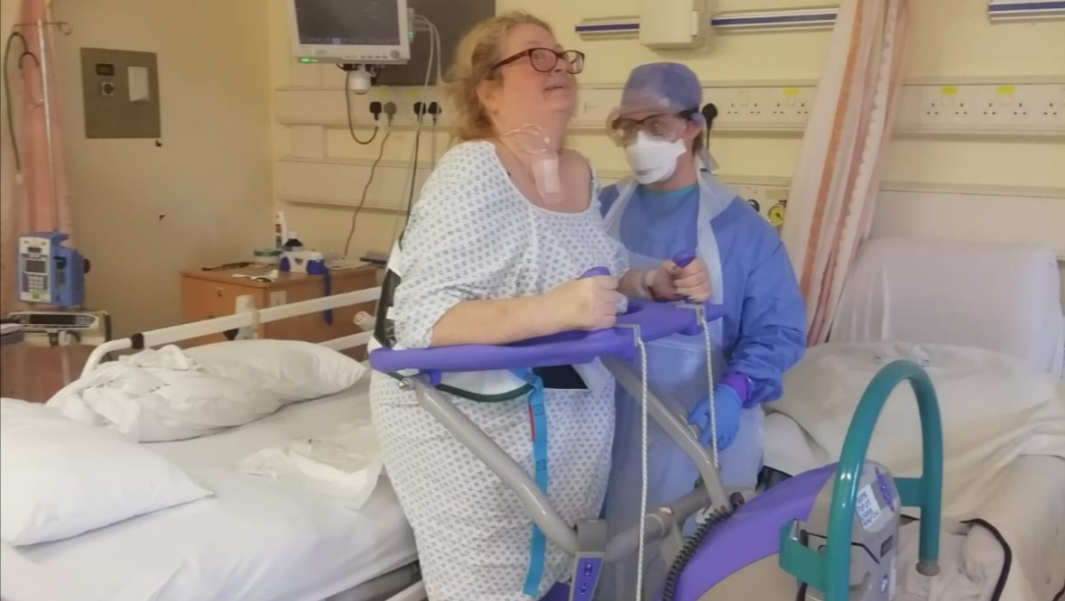 Hospital: Ms Ryan had to learn how to walk again.