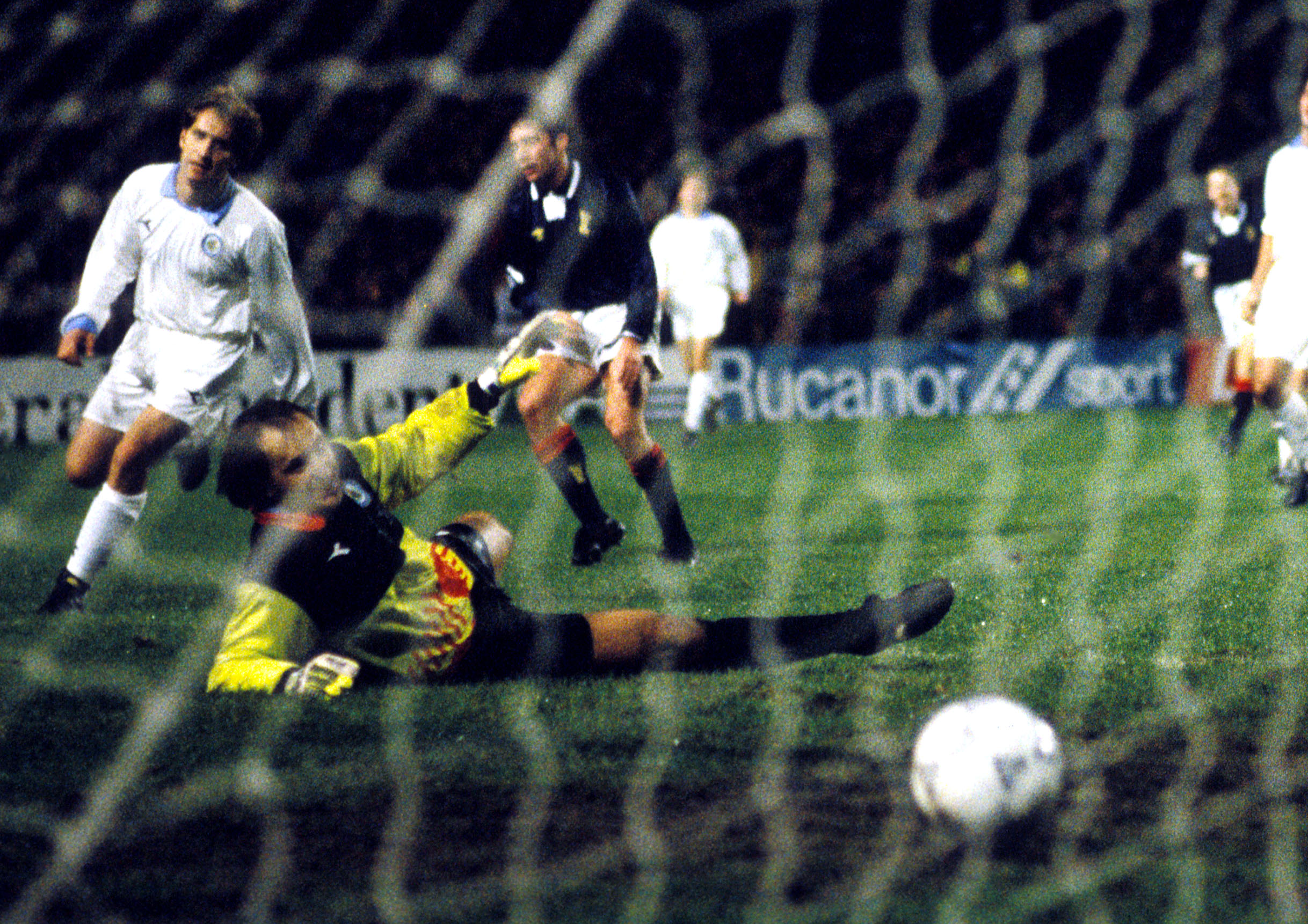 Ally McCoist scores for Scotland against San Marino.