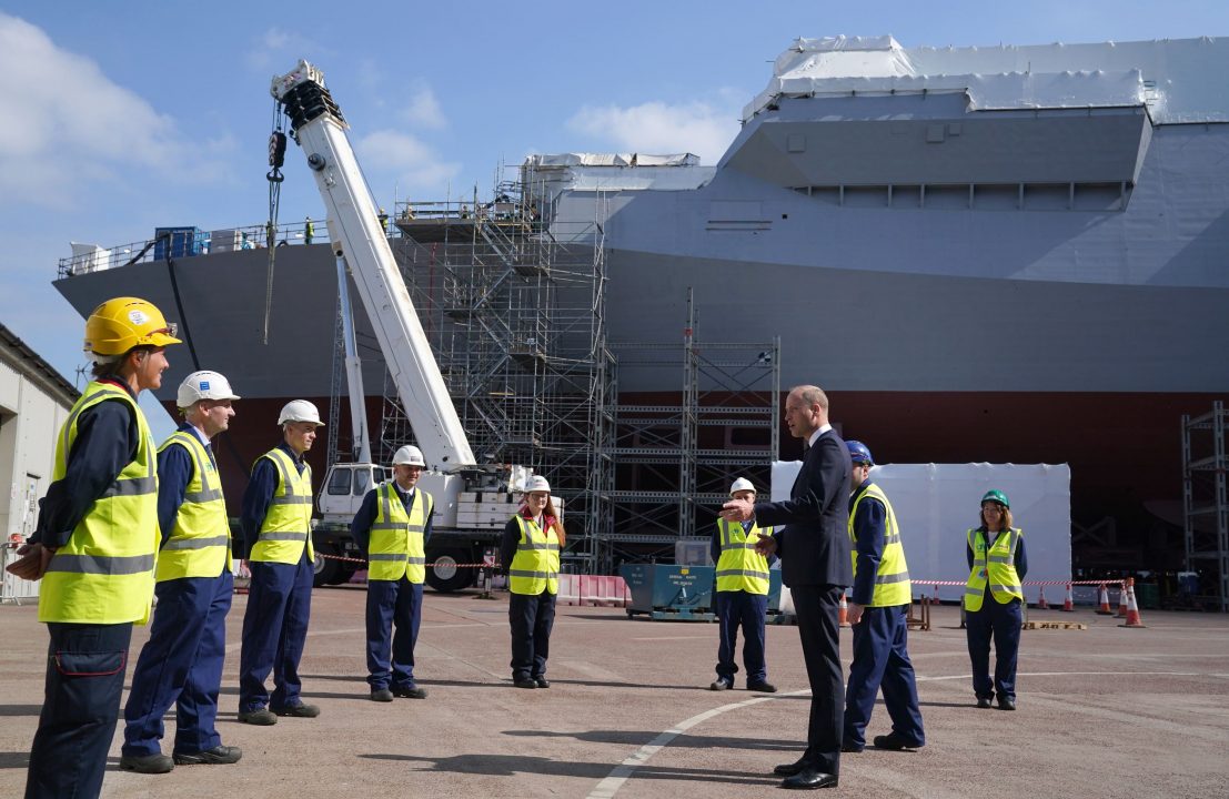 The Duke of Cambridge met staff at the BAE Systems shipyard in Govan in the shadow of HMS Glasgow
