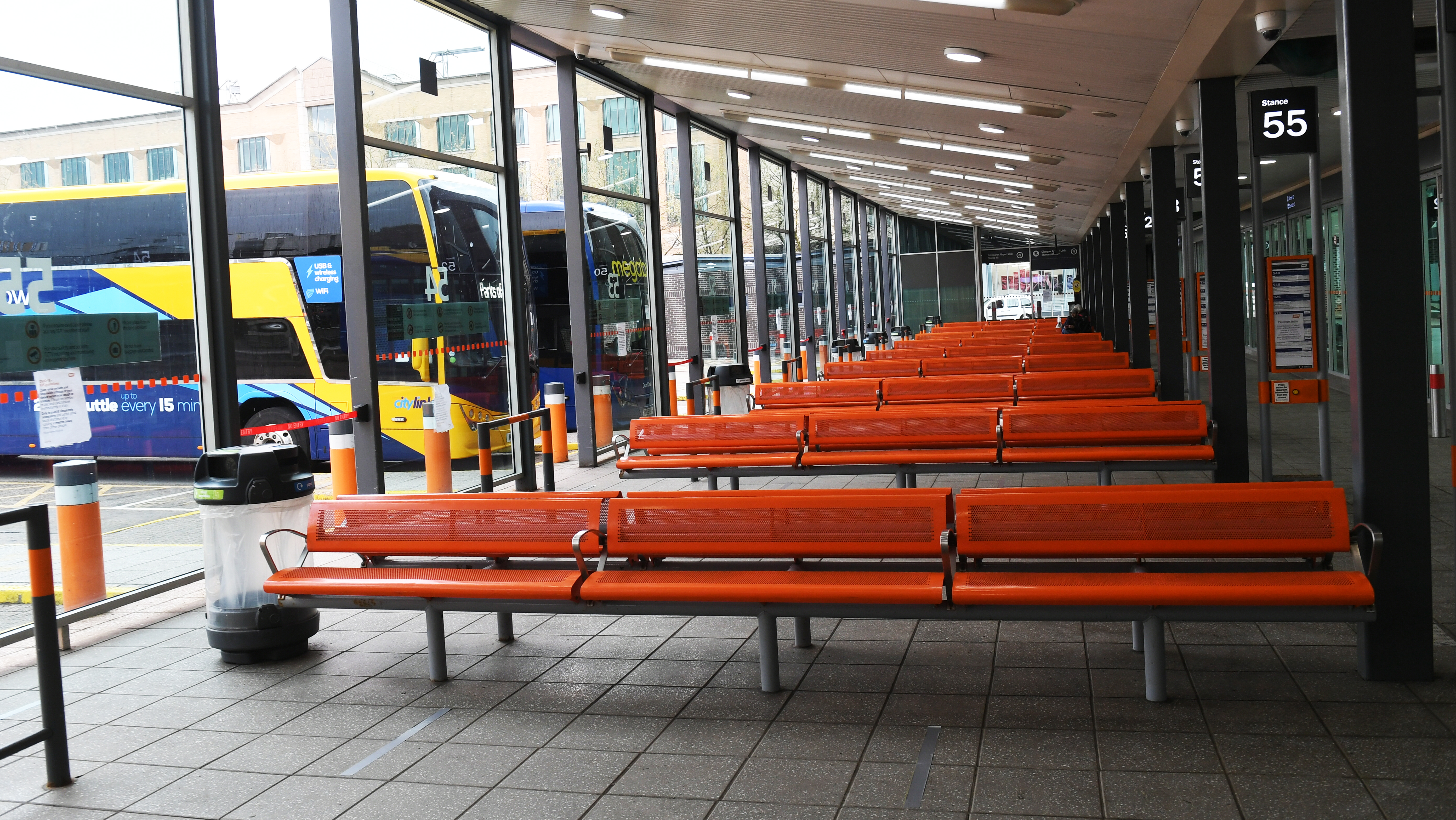Buchanan Street bus station was eerily quiet at the start of the pandemic. 