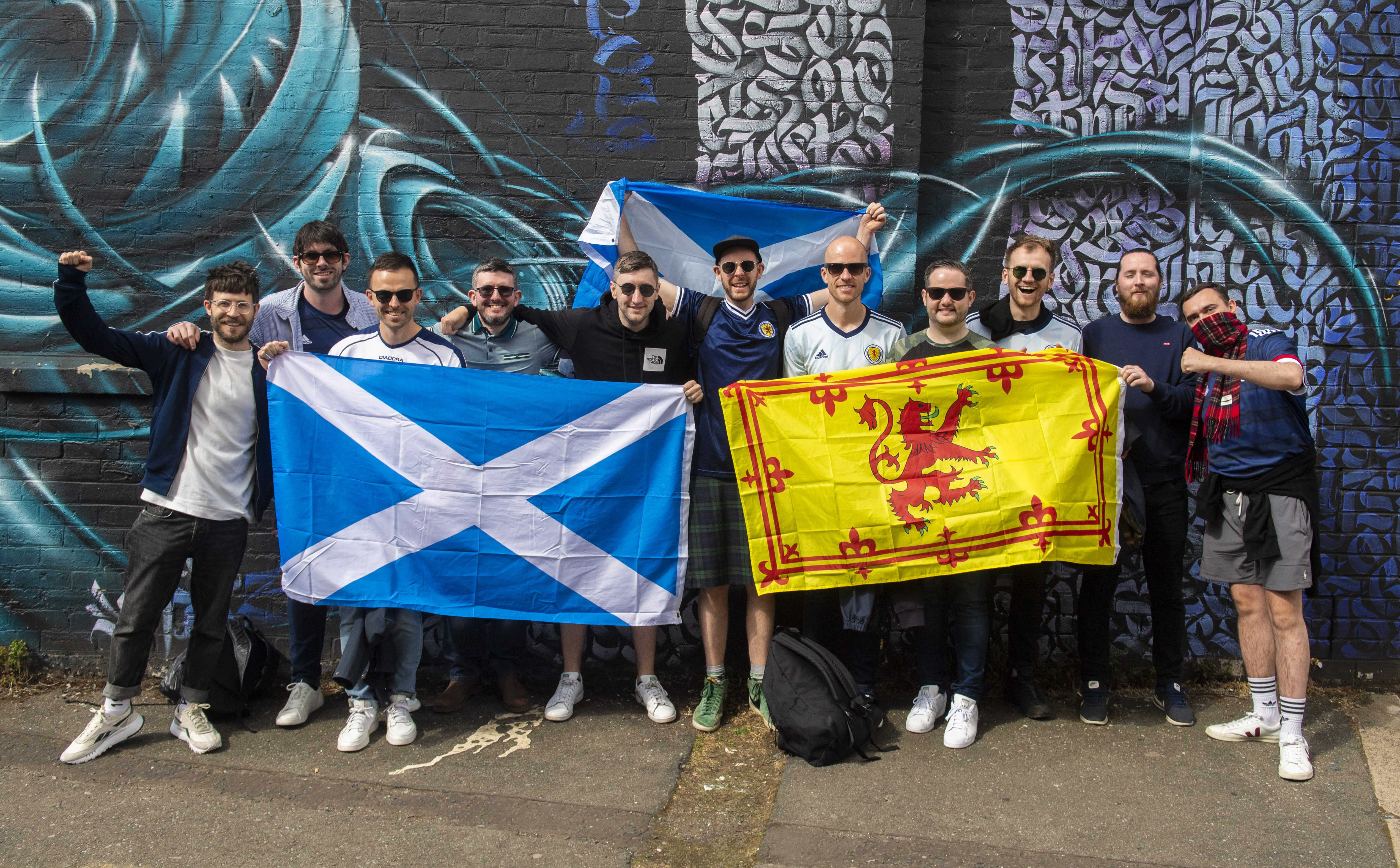 Flying the flag: Fans watch England v Scotland at SWG3.