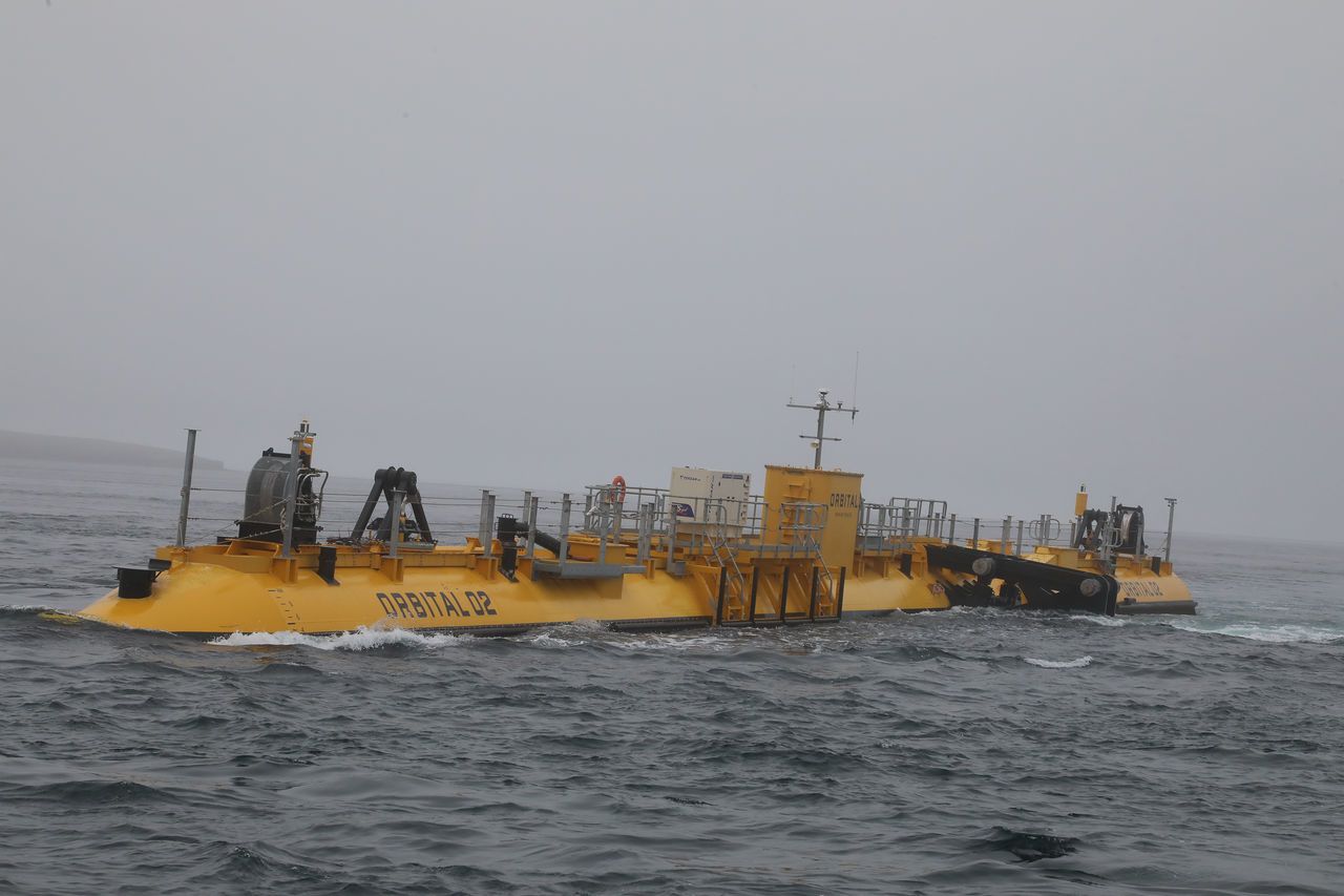 Power is transferred by cable along the seabed to the onshore electricity network. 