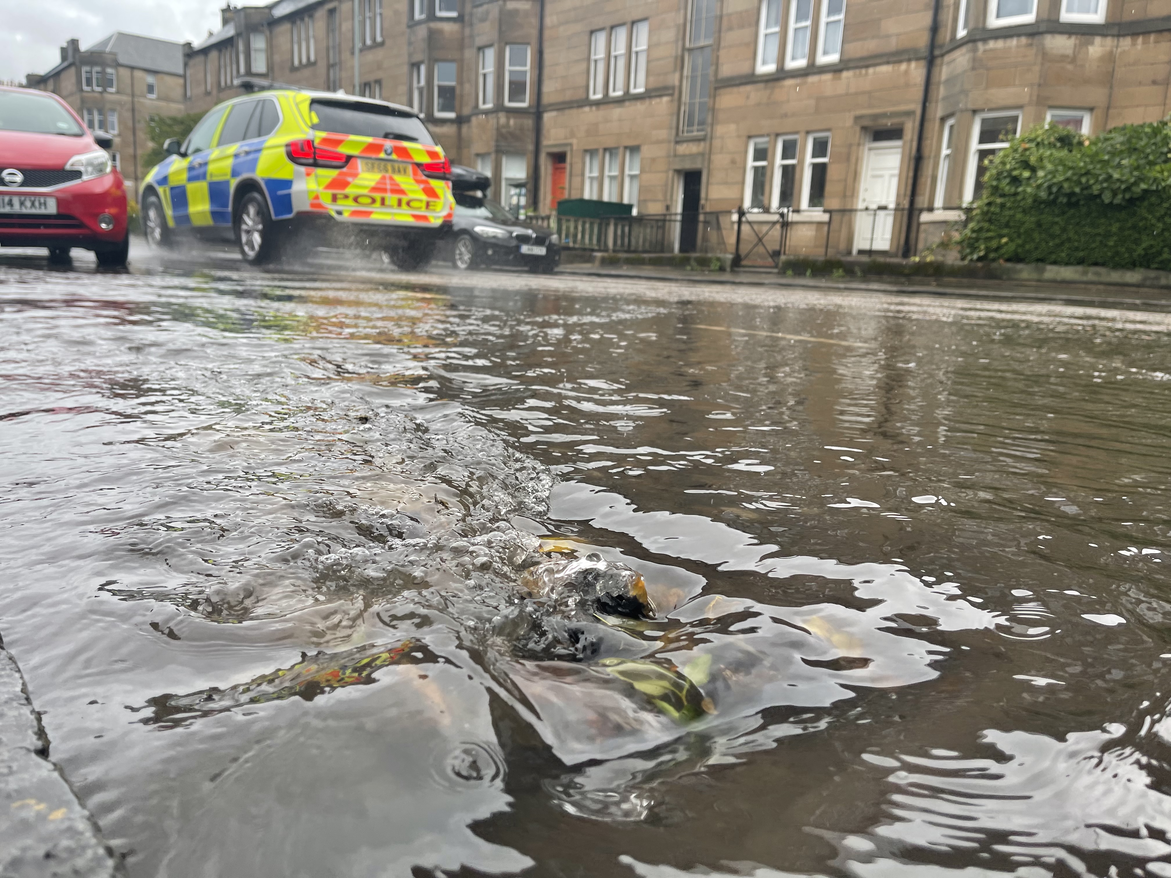 Streets in Edinburgh were flooded.