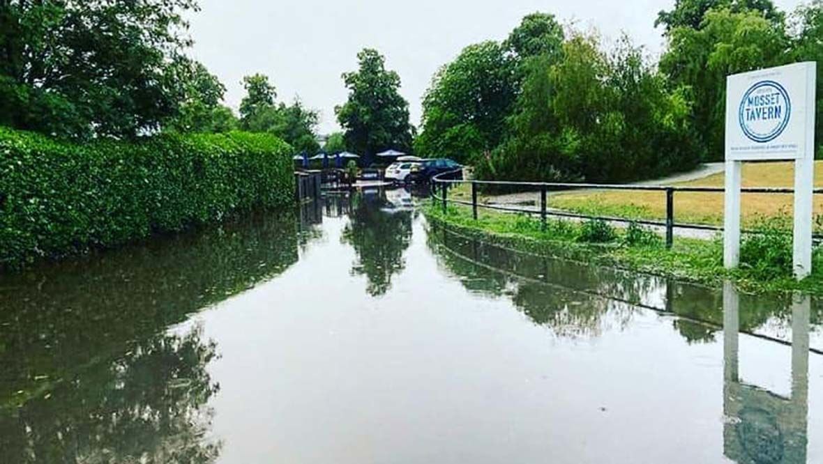 Flooding in Forres.