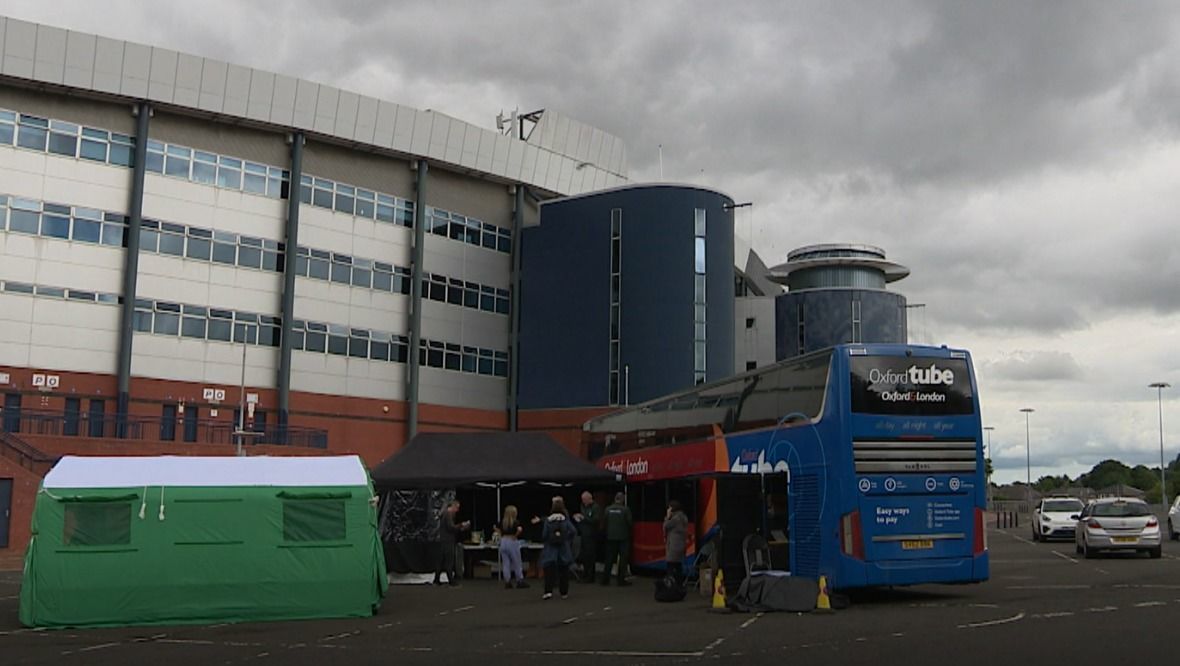 Hampden Park: The bus made a pit stop at the stadium on Wednesday.