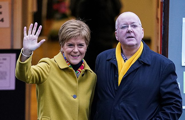 Former first minister of Scotland and leader of the SNP Nicola Sturgeon with husband Peter Murrell.