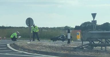 Biker seriously injured in crash with van on A90