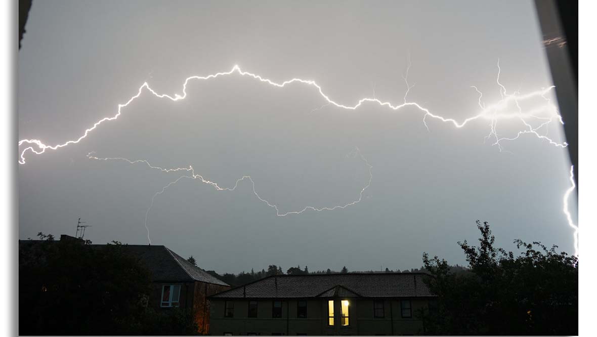 Lightning across Dunblane on Tuesday night. 
