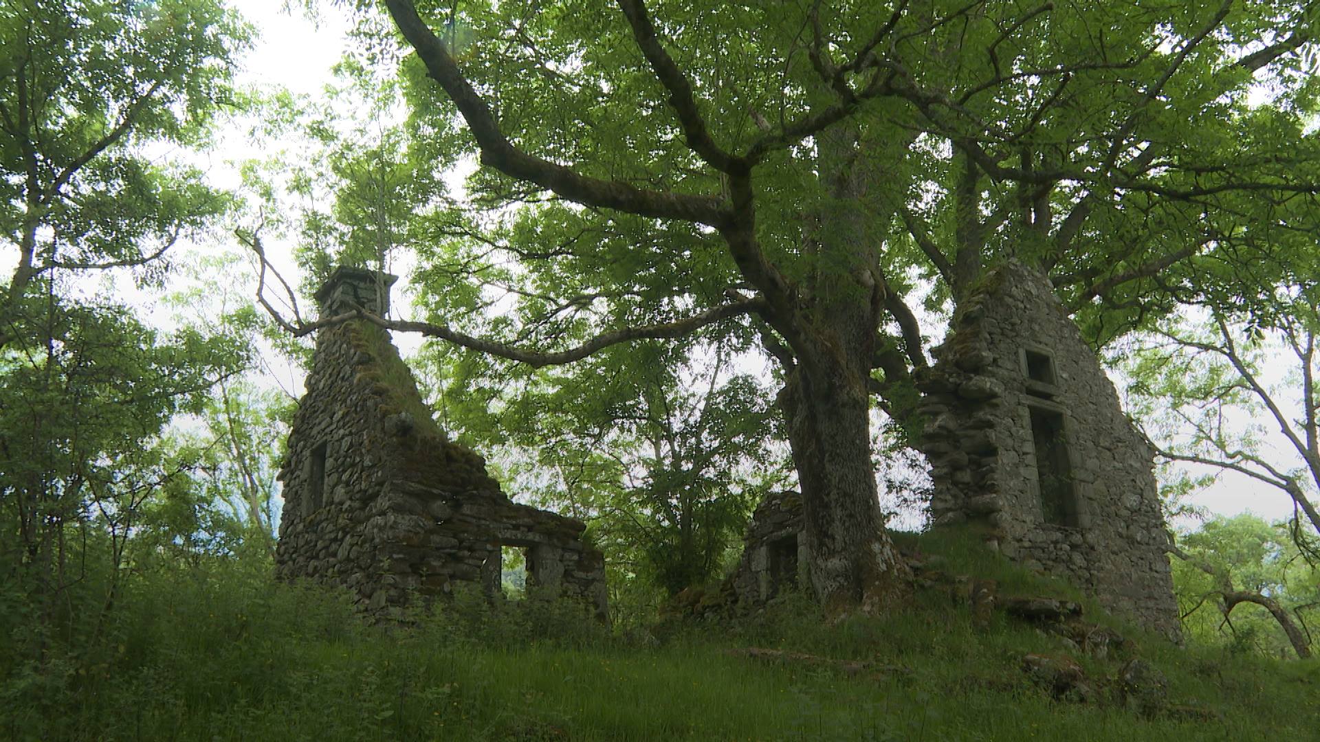 Ruins of the village church are included in the sale.