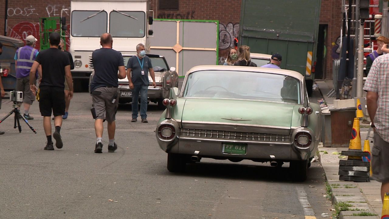 Retro car spotted on set in Trongate. 