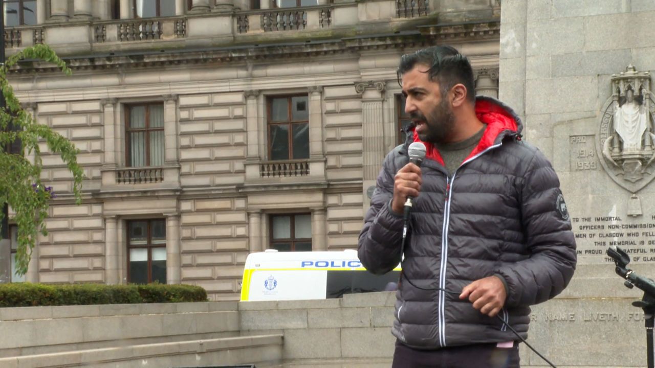 Humza Yousaf addresses people gathered in Glasgow to show their solidarity with the people of Afghanistan.